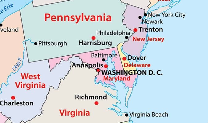 Mapa De Maryland Eua Destinos