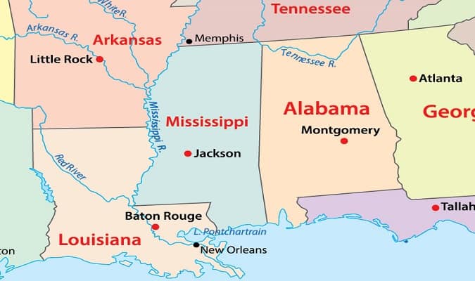 Mississippi Mapa